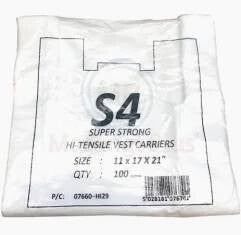 White Vest Carrier Bags 11"x17"x21" (S4)