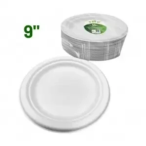 Bagasse (SugarCane Pulp) Round Plates White