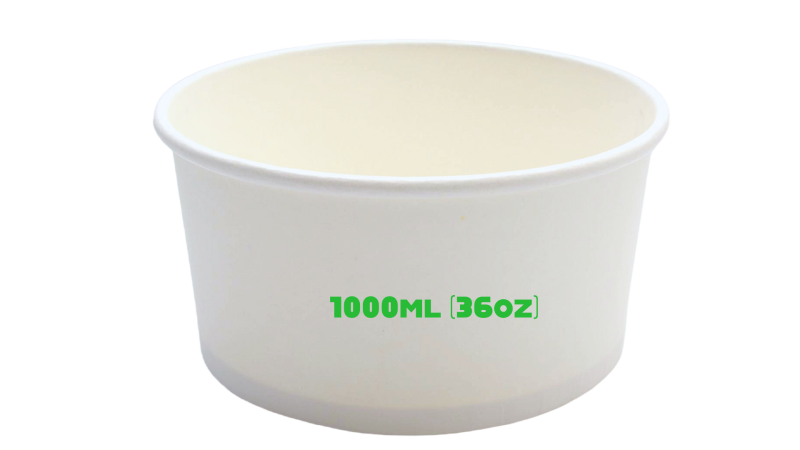 White paper salad bowl 1000ml