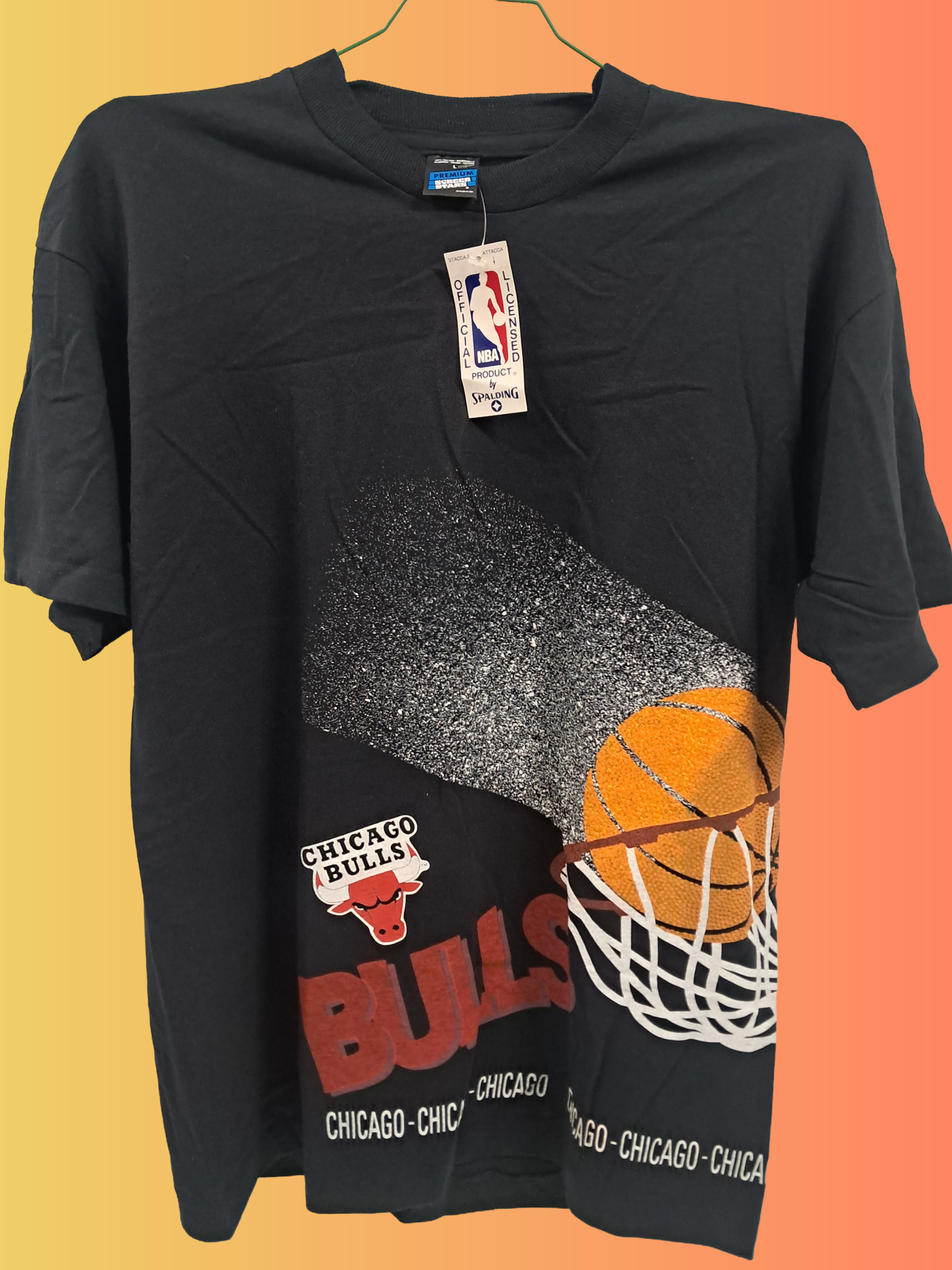 T-shirt Chicago Bulls bal-net 1990's (L)