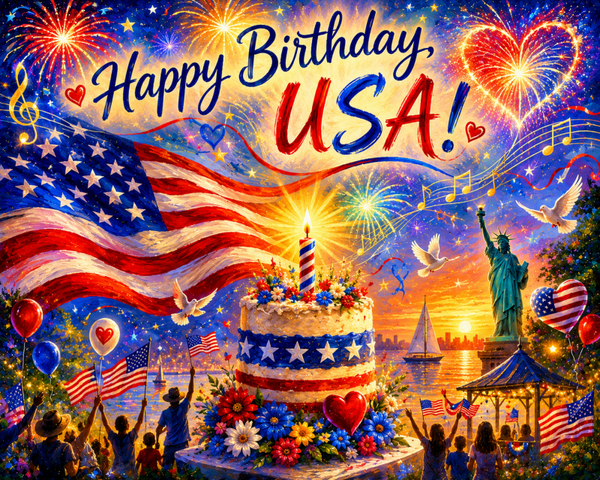 "Happy Birthday USA" art PNG file plus song & music MP3 file