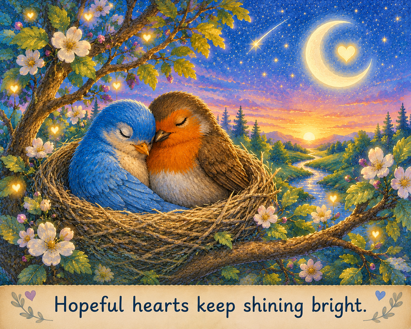 Little Bluebird, Little Robin Art digital PNG file