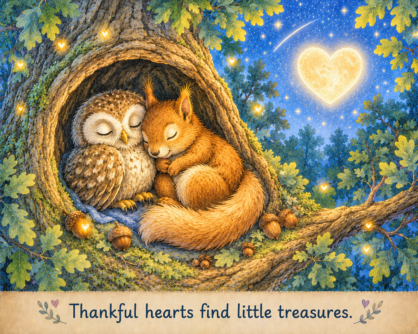 Little Owl, Little Squirrel Art digital PNG file