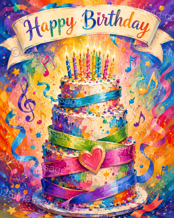 Happy Birthday Eight to Ten Years Art PNG file plus song & music MP3 file