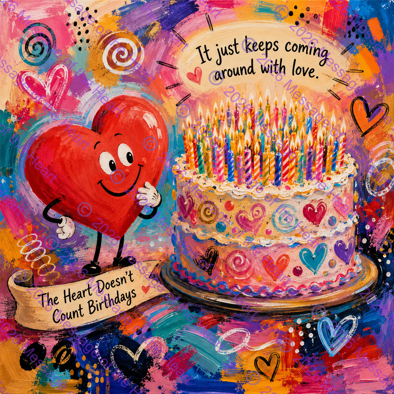 "The Heart Doesn't Count Birthdays" art PNG file plus song & music MP3 file