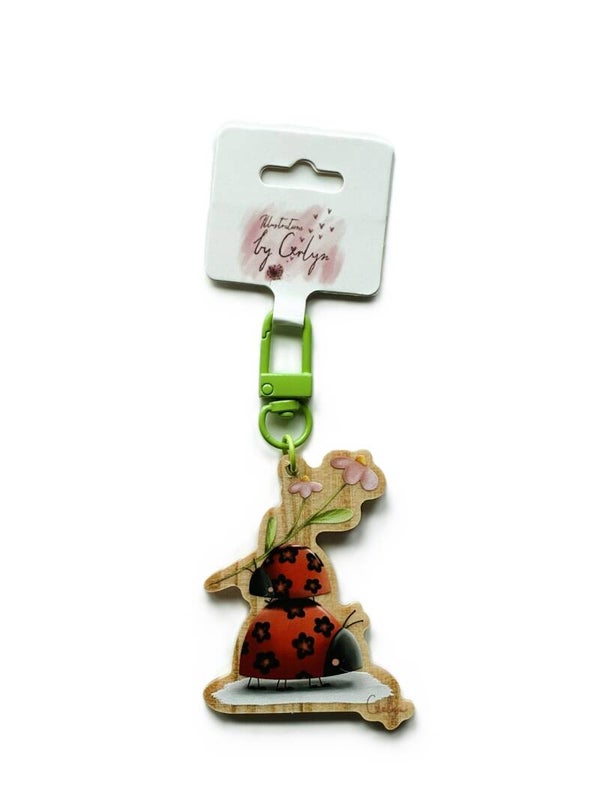 lieveheersbeestje sleutelhanger hout