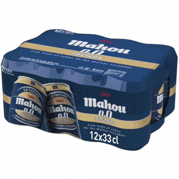 *MAHOU CERVEZA TOSTADA 0,0% SIN ALCOHOL LATA 33CL¡1 C/12 _ 0,3523