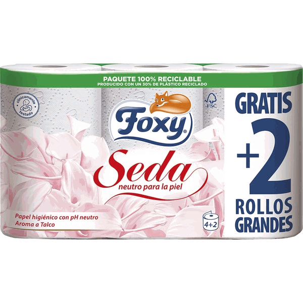 FOXY SEDA NEUTRO PAPEL HIGIENICO 3 CAPAS 6UND