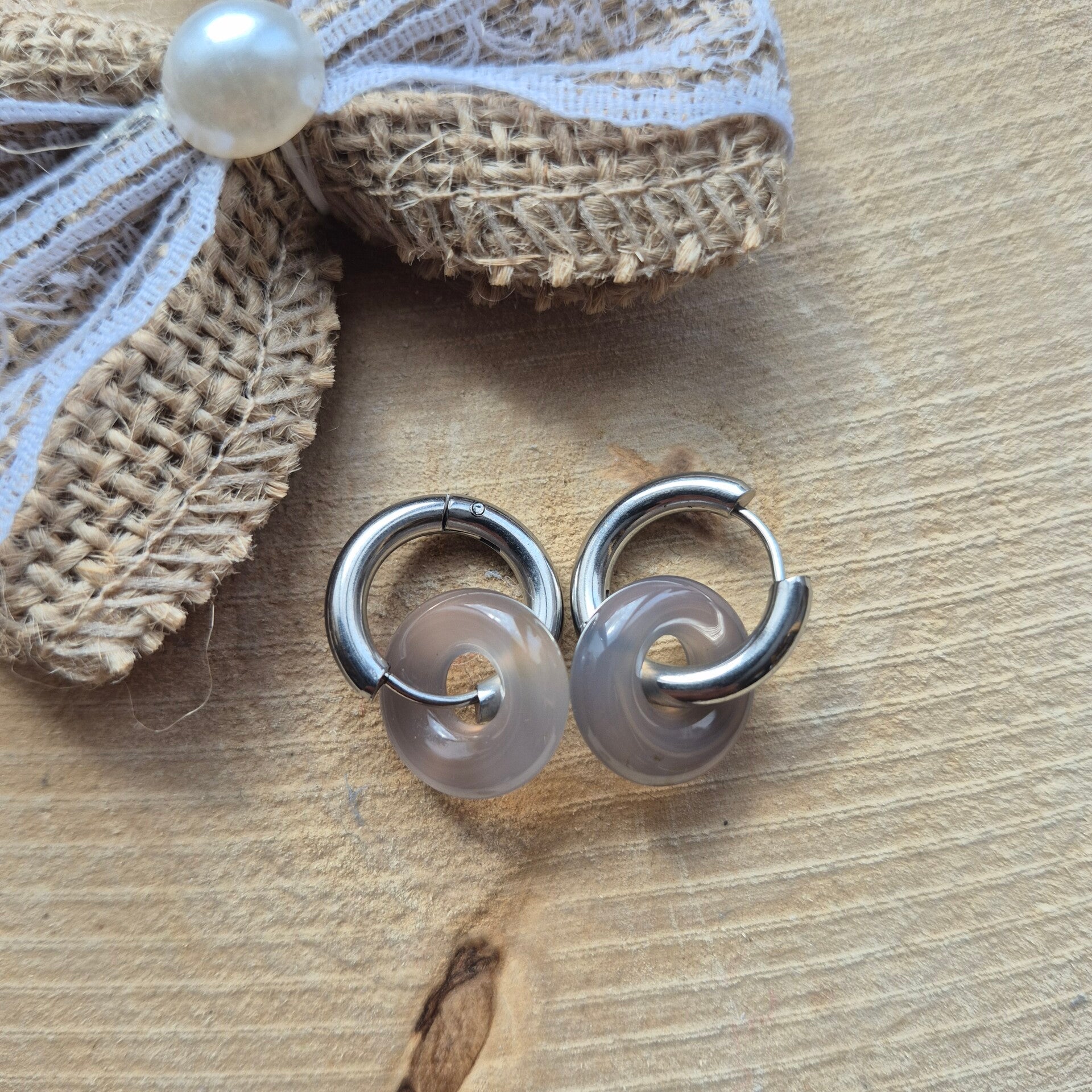 Boucle d'oreilles agate botswana