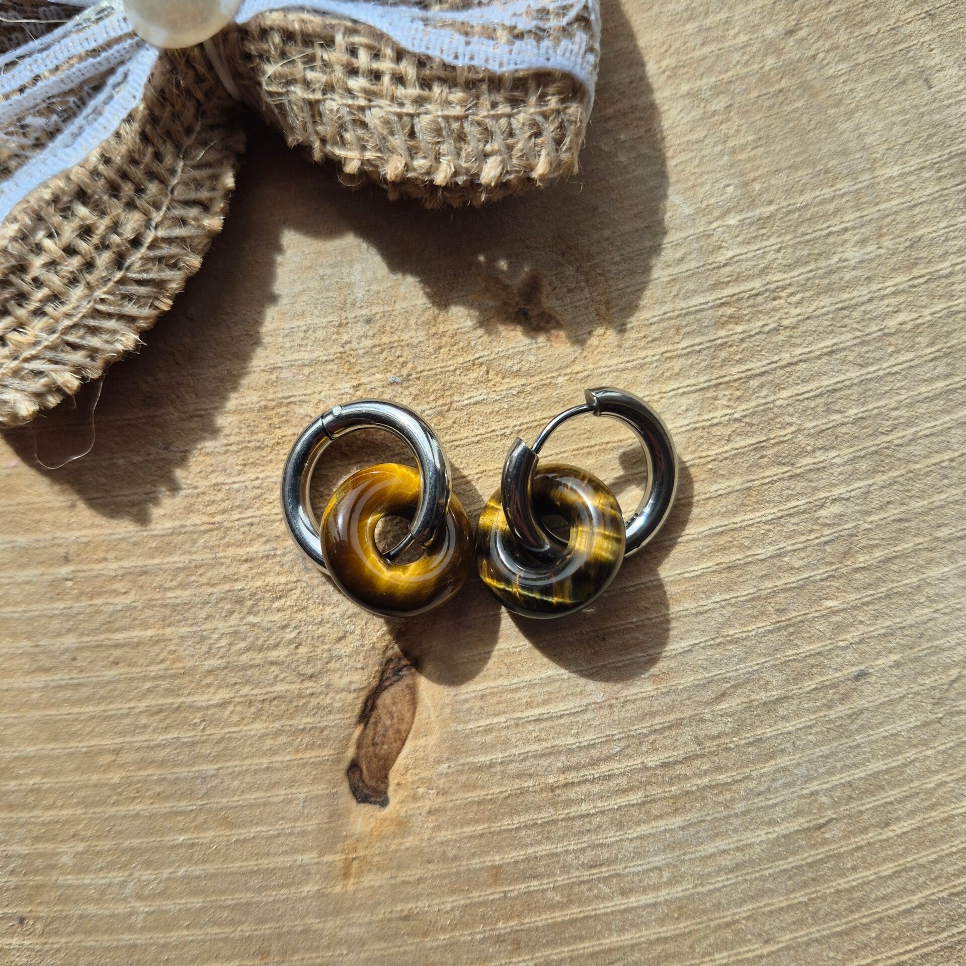 Boucle d'oreilles oeil de tigre