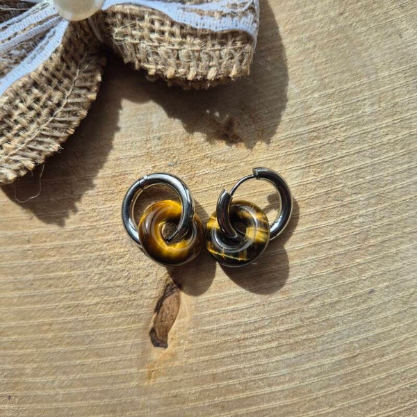 Boucle d'oreilles oeil de tigre