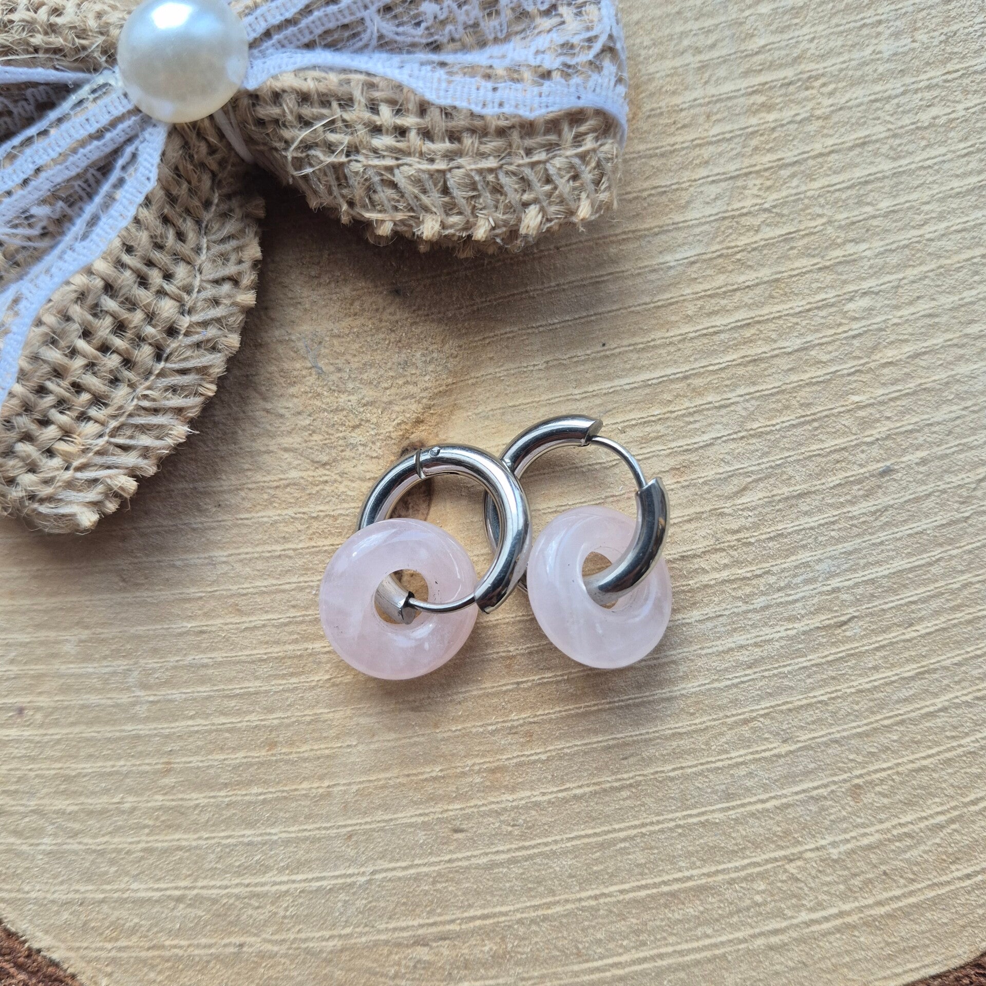 Boucle d'oreilles quartz rose