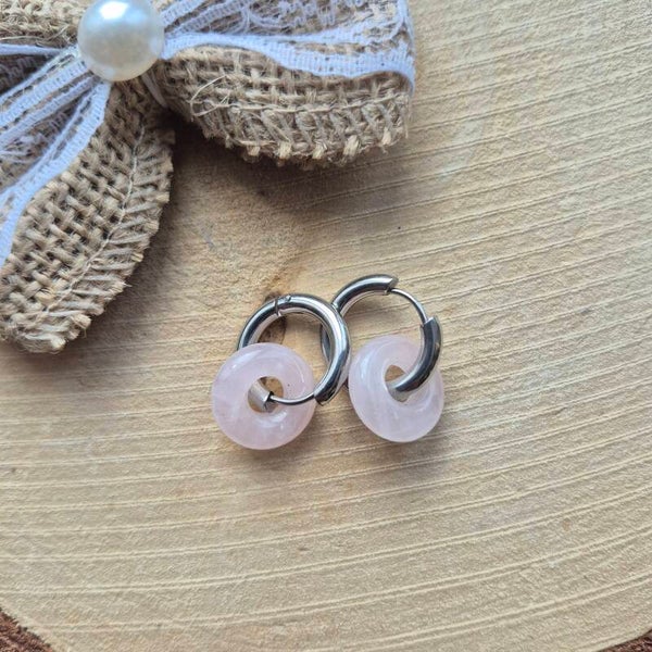 Boucle d'oreilles quartz rose