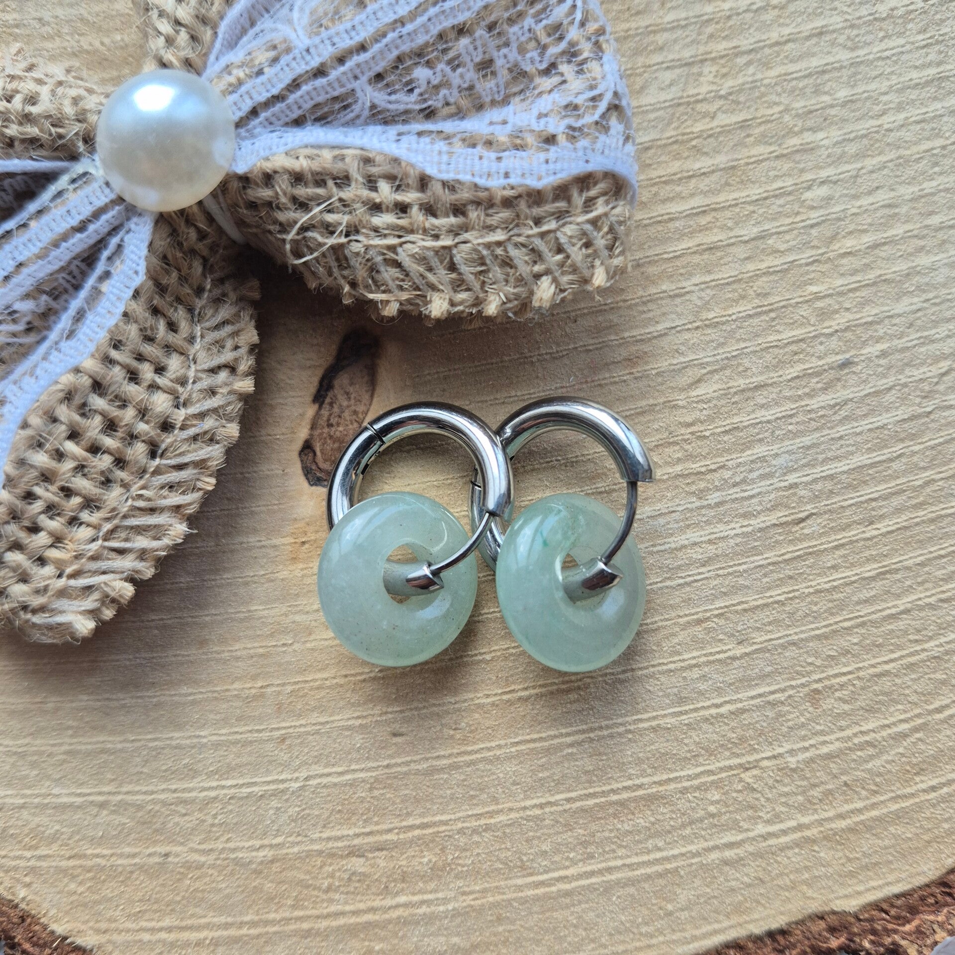Boucle d'oreilles aventurine verte