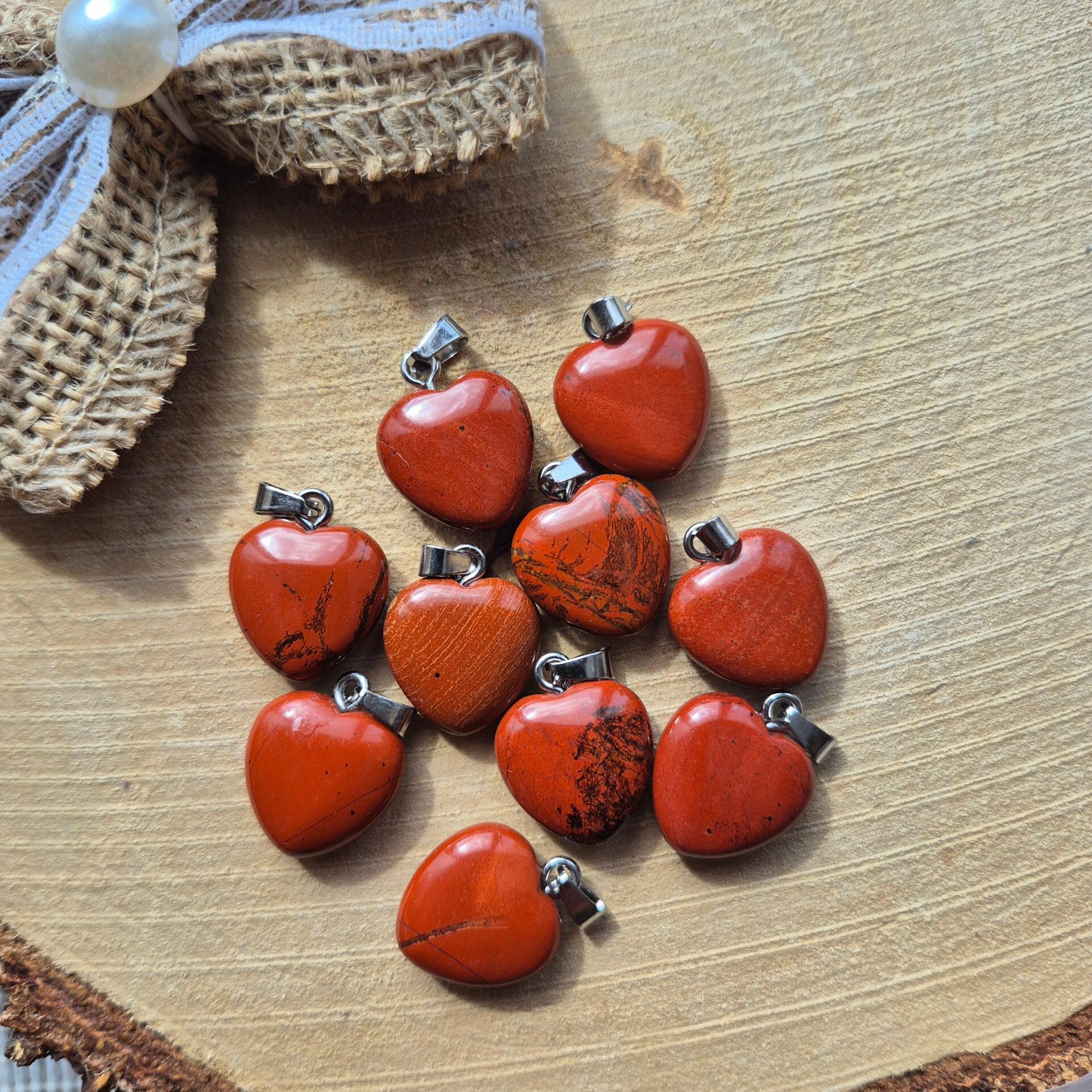 Pendentif coeur jaspe rouge