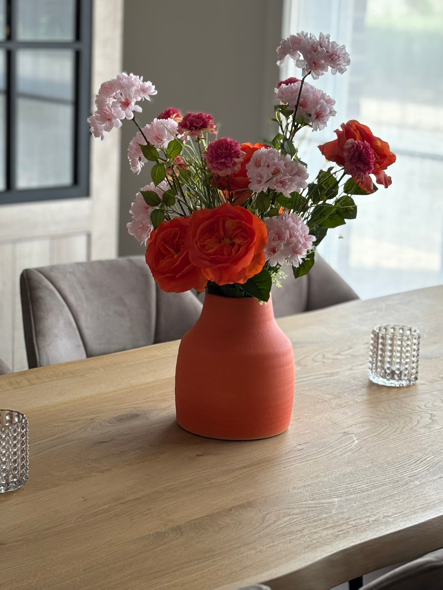 𝐏𝐑𝐎𝐌𝐎 Vaas Ruby met zijdenbloemen