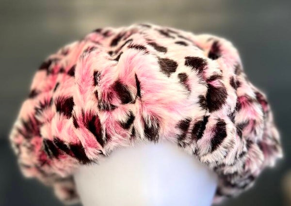 Pietenmuts - roze zwart panter nep bont