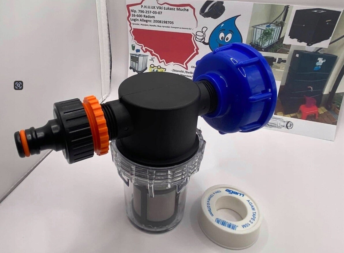 FILTR Z PRZYŁĄCZEM DO WODY PALIWA ADBLUE itp. MAUZERA 1" Cala Ibc Dppl