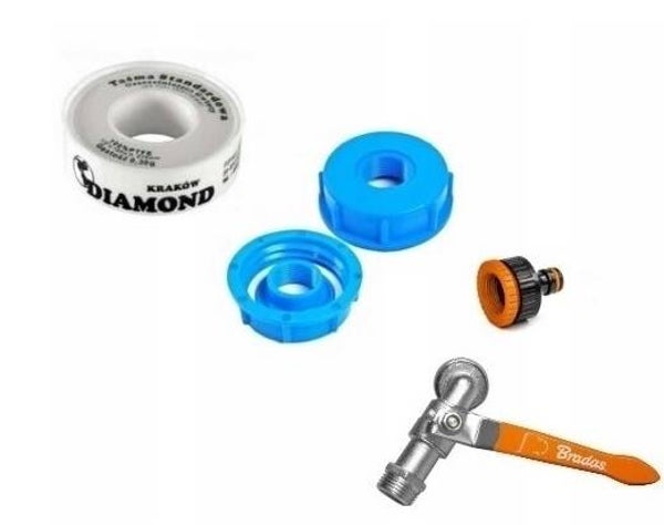 Kran 1/2 Metalowy z nakrętką s60 x 6 do paletopojemnik Mauzer Wkład