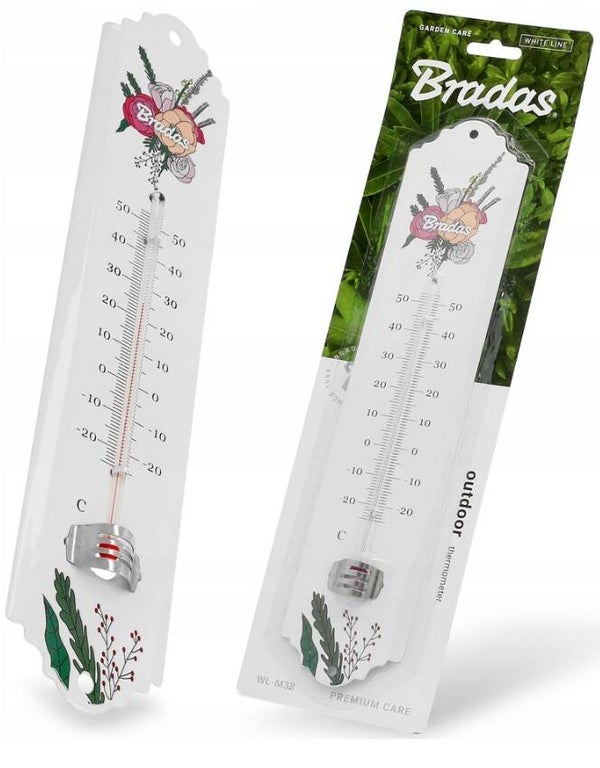 Termometr  30cm biały metalowy