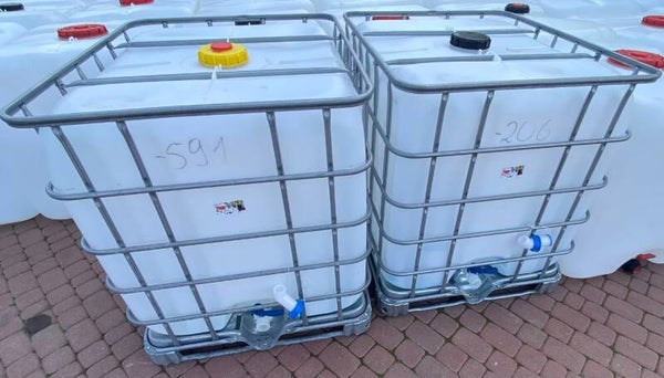 Zbiornik Mauzer Bańka 1000l z nieduzym osadem paleta metal