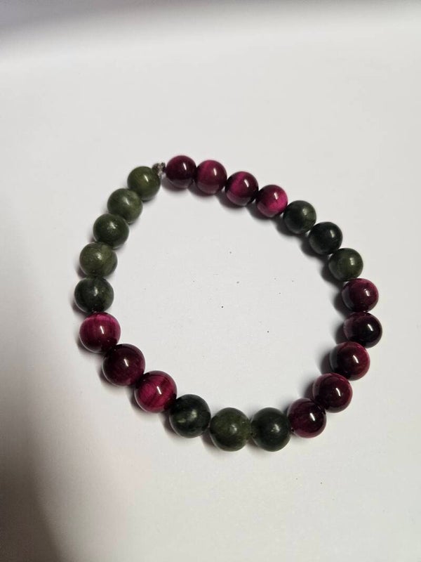 Rode tijgeroog en onyx kralenarmband