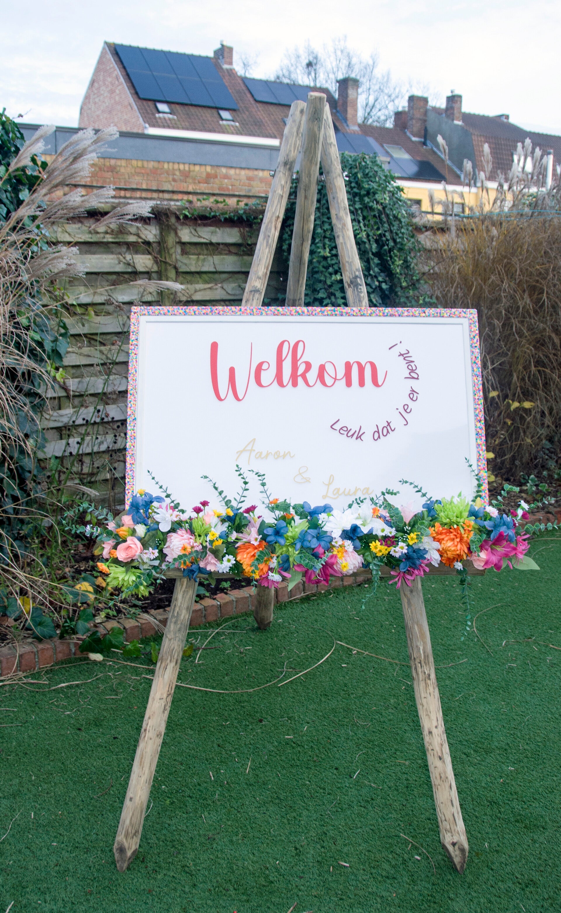 Welkom " Leuk dat je er bent" Bloemen
