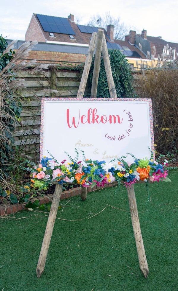Welkom " Leuk dat je er bent" Bloemen