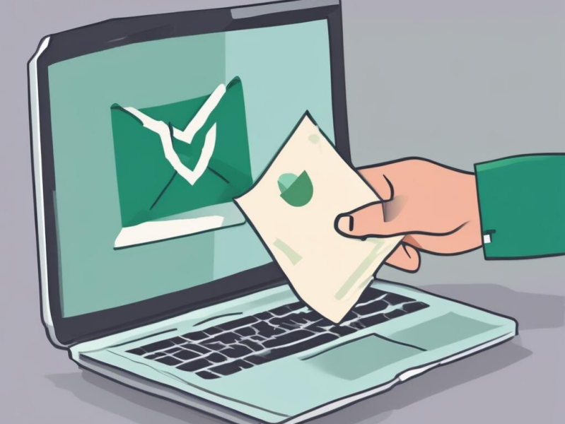 a hand with a green note in it near a computer, denoting safety. The image is AI generated so is a bit wonky