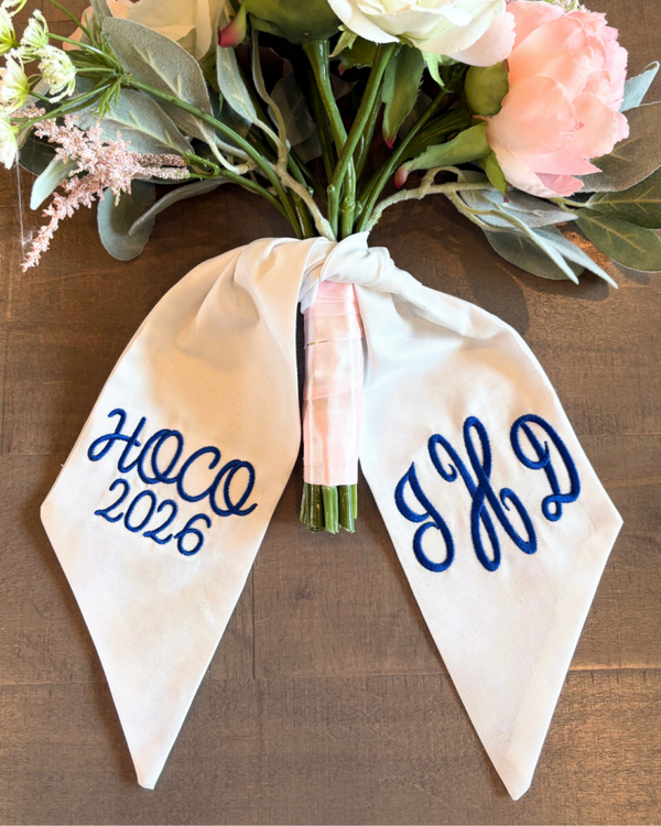 Bouquet Sash-HOCO & Monogram Combo-White