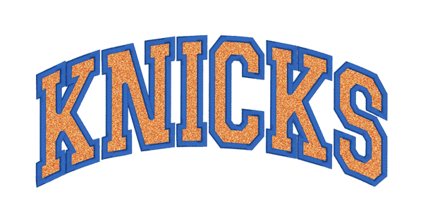KNICKS-Curved Collegiate Satin Stitch Applique Design