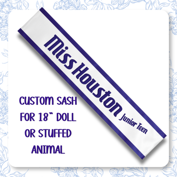 Blue Doll Sash-Customize your Title
