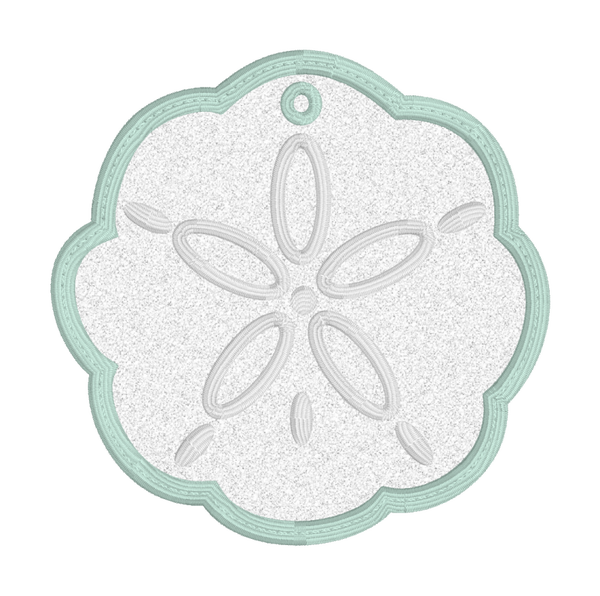 Sand Dollar Bag Tag-ITH digital download embroidery file