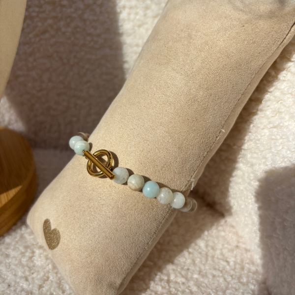 Armband met amazonietkralen natuursteenkralen