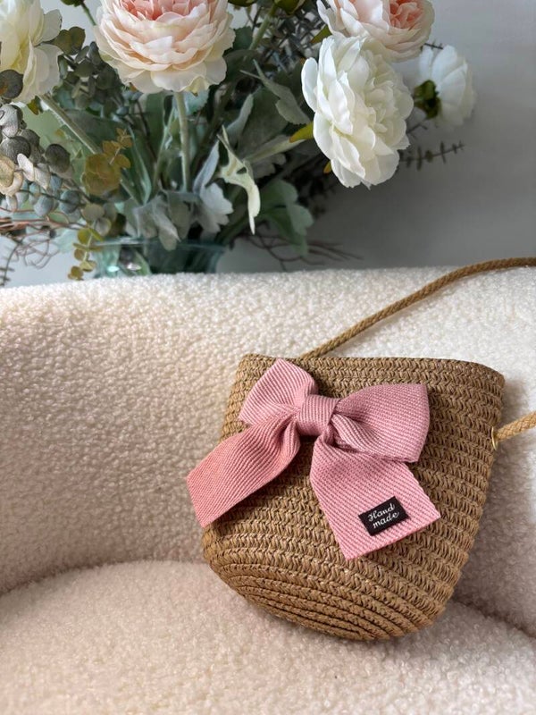 Meisjes tas naturel met strik