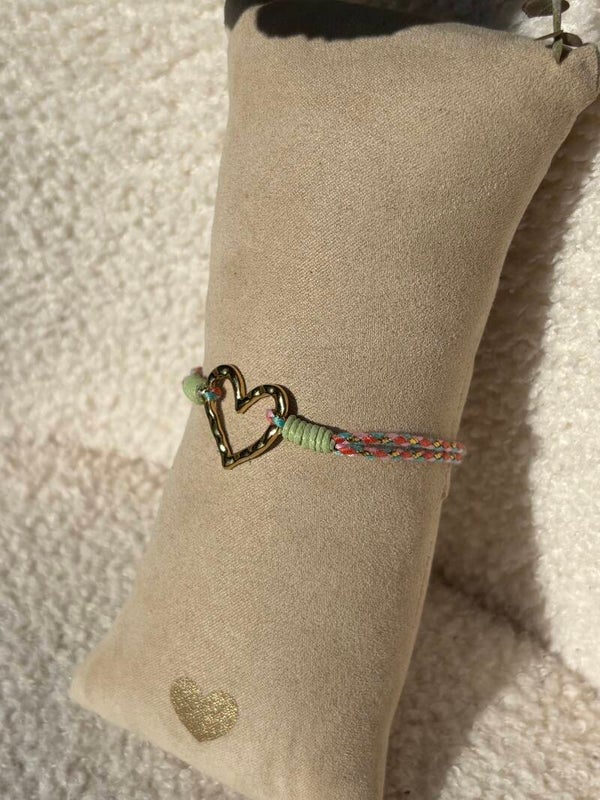 Armband touw met RVS bedel en RVS sluiting