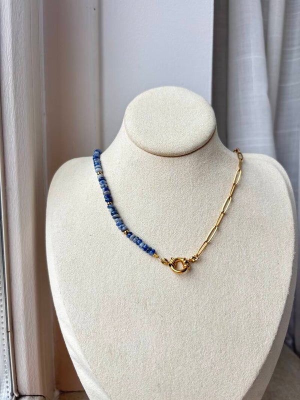 RVS ketting met agaat abacus kralen