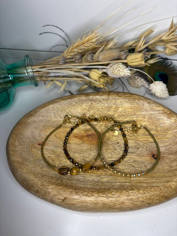 Armbandenset tigereye army green