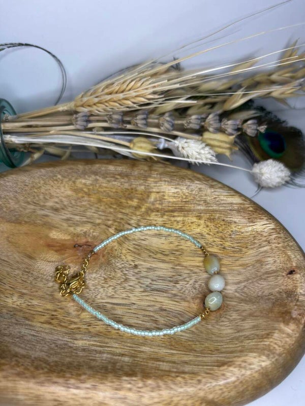 Armband miyuki natuursteen blauw