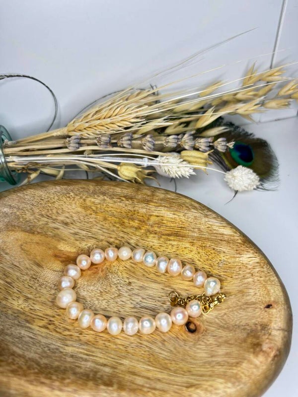 Armband zoetwaterparels peach