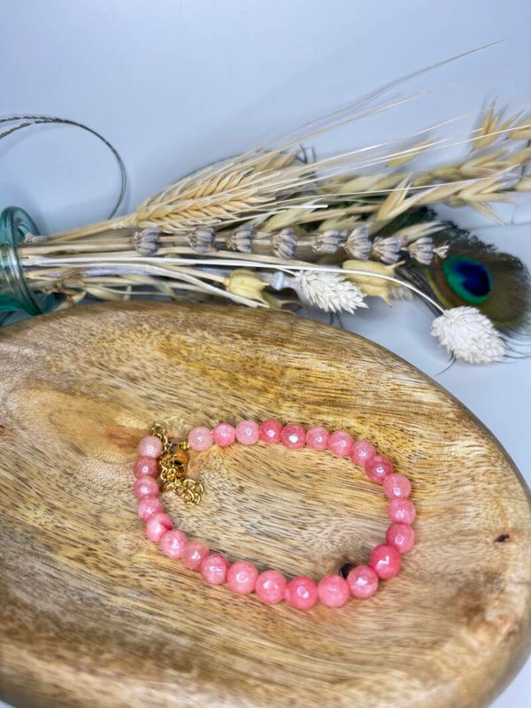 Armband natuursteen facet coral