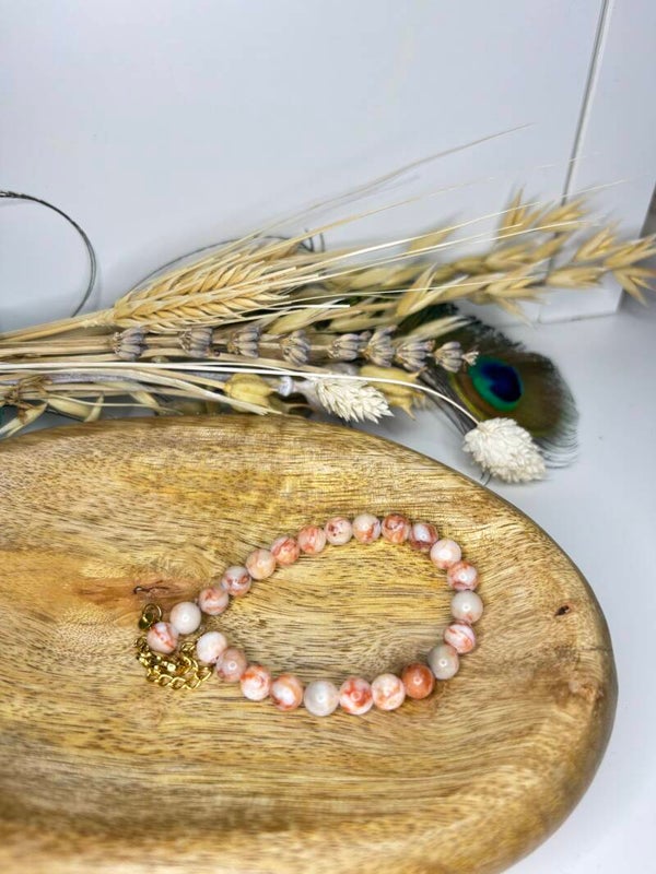 Armband natuursteen peach marmer