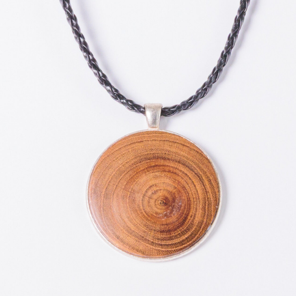 Hanger 1418  Zilverkleur & Goudenregenhout Plm  40 mm.