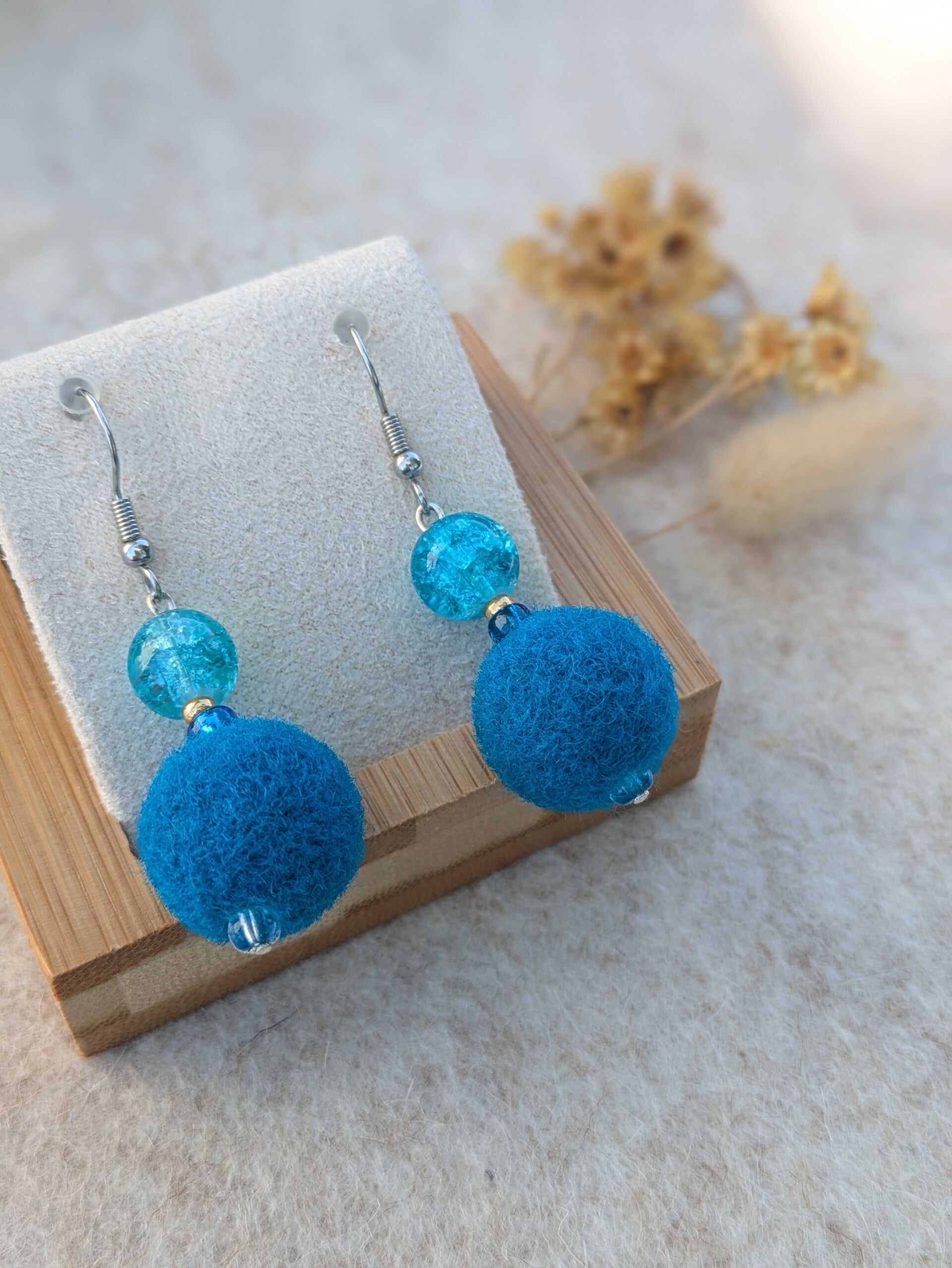 Boucles d'oreilles courtes - bleues