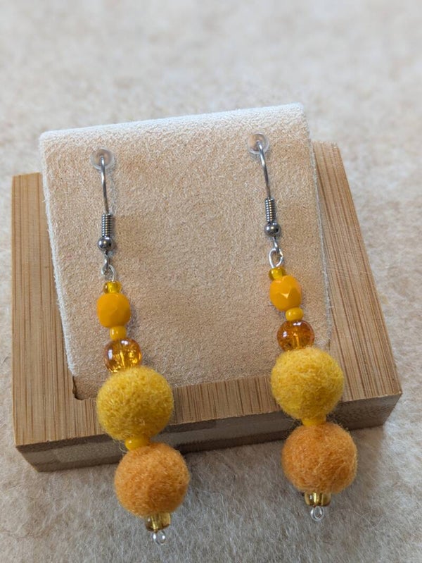 Boucles d'oreilles bicolores - jaunes maïs et abricots