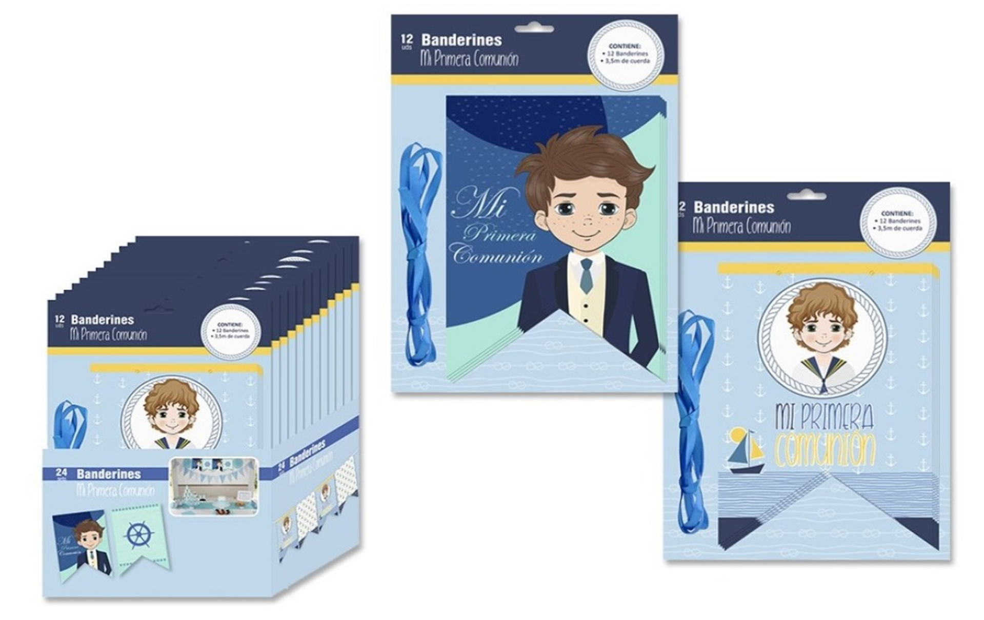 BANDERINES FIESTA COMUNION NIÑO 12ud