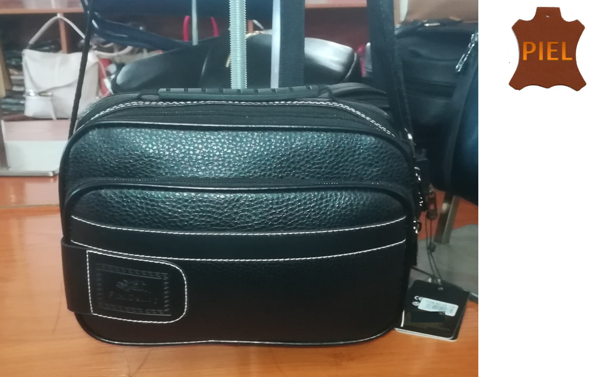 BANDOLERA MEDIANA PIEL NEGRA
