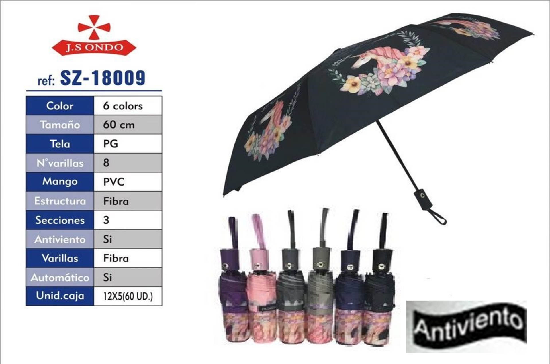 PARAGUAS SRA. PLEGABLE UNICORNIO