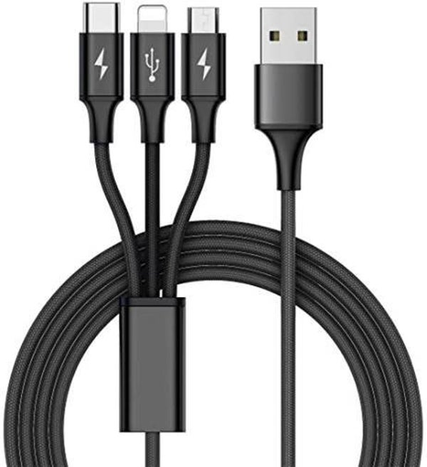 CABLE MICRO USB/TIPO C/I-PHONE 2.1A 1,5m