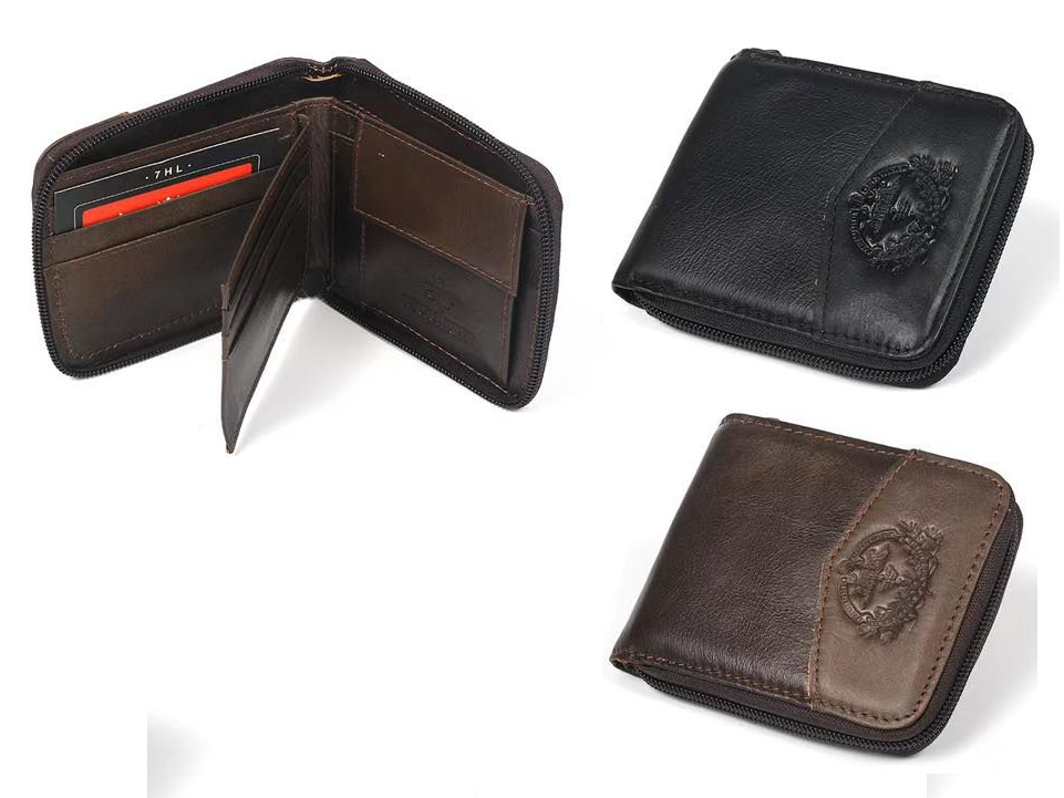 CARTERA CRO. PIEL LISA CREMALLERA 11x9cm